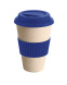 Eco cup made of bamboo fibers and rice hulls with silicone rim and lid for logo application