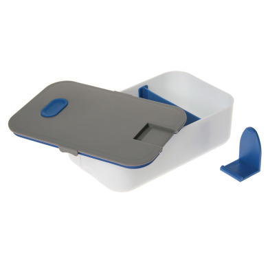 Lunch box with phone holder for logo application