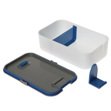 Lunch box with phone holder for logo application
