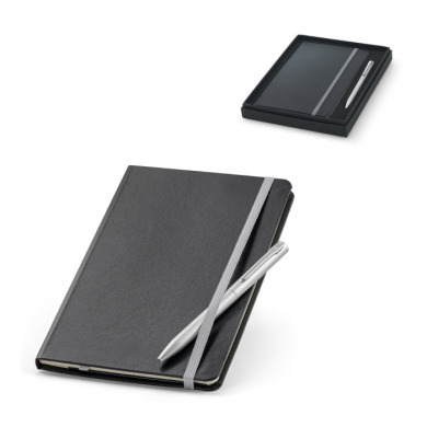 Gift set of A5 notebook and ballpoint pen for logo application