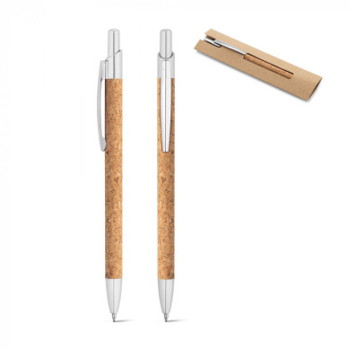 Cork pen in a case for logo application