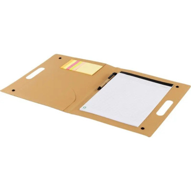 Conference folder A4 made of bio-cardboard with buttons (pen, notepad, bookmarks) for logo application
